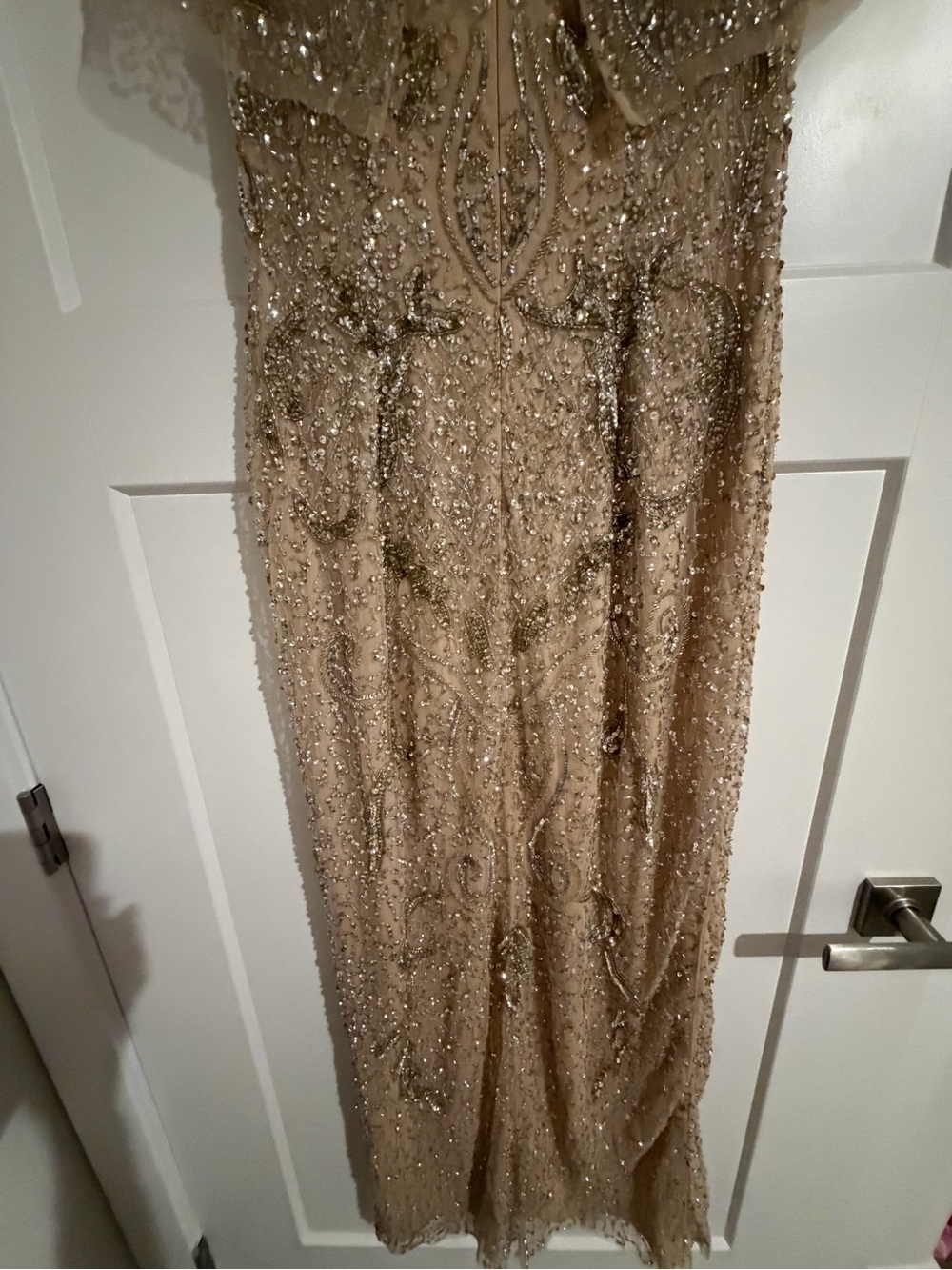 Aidan Mattox One-Shoulder Gold Beaded Evening Gown - Picture 7 of 7